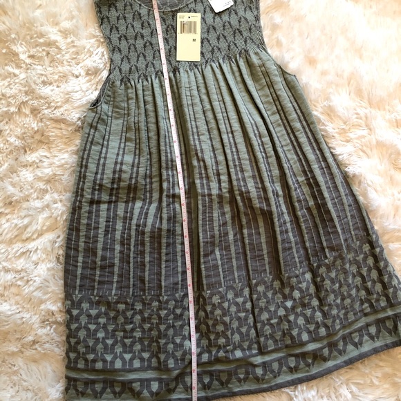 Max Studio Mint Green and Gray Smocked Sleeveless Tank top with Slight Flair - Picture 7 of 15